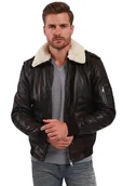 Kurtki męskie - Kurtka męska skórzana Lee Cooper Barnabe czarna ocieplana -L - miniaturka - grafika 1