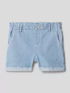 Spodnie i spodenki dla dziewczynek - Szorty jeansowe z bawełny ze wzorem w paski model ‘BELLA’ - miniaturka - grafika 1