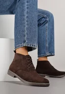 Botki damskie - Ciemnobrązowe Klasyczne Botki Trzewiki Vices z Imitacji Zamszu Atavitta - miniaturka - grafika 1