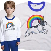 Piżamy dla dziewczynek - Piżama dziecięca Pies Buldog Jednorożec Tęcza 110/116 - VoloDonum - miniaturka - grafika 1