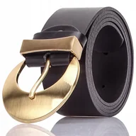 Paski - Szeroki Pasek Damski DUŻA KLAMRA ZŁOTA 95cm - miniaturka - grafika 1