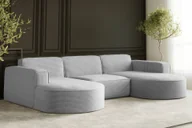 Narożniki - Sofa w kształcie U MODENA narożnik tkanina Poso jasnoszary - miniaturka - grafika 1