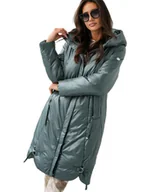 Płaszcze damskie - Długi elegancki płaszcz damski zimowy ocieplany delikatny połysk REGINA-48 - miniaturka - grafika 1