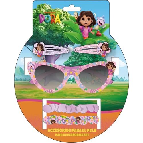 Dora la Explorer zestaw kosmetyków – akcesoria do włosów z klipsami, gumkami i okularami dla dzieci