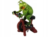 Figurki dekoracyjne - ŚMIESZNA FIGURKA ZIELONA ŻABA NA ROWERKU STACJONARNYM - miniaturka - grafika 1