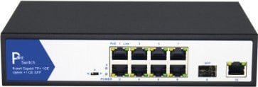 Switch Value Przełącznik VALUE PoE+ Gigabit Ethernet, 8+2 porty Uplink 1x GbE + 1x SFP 21.99.1193