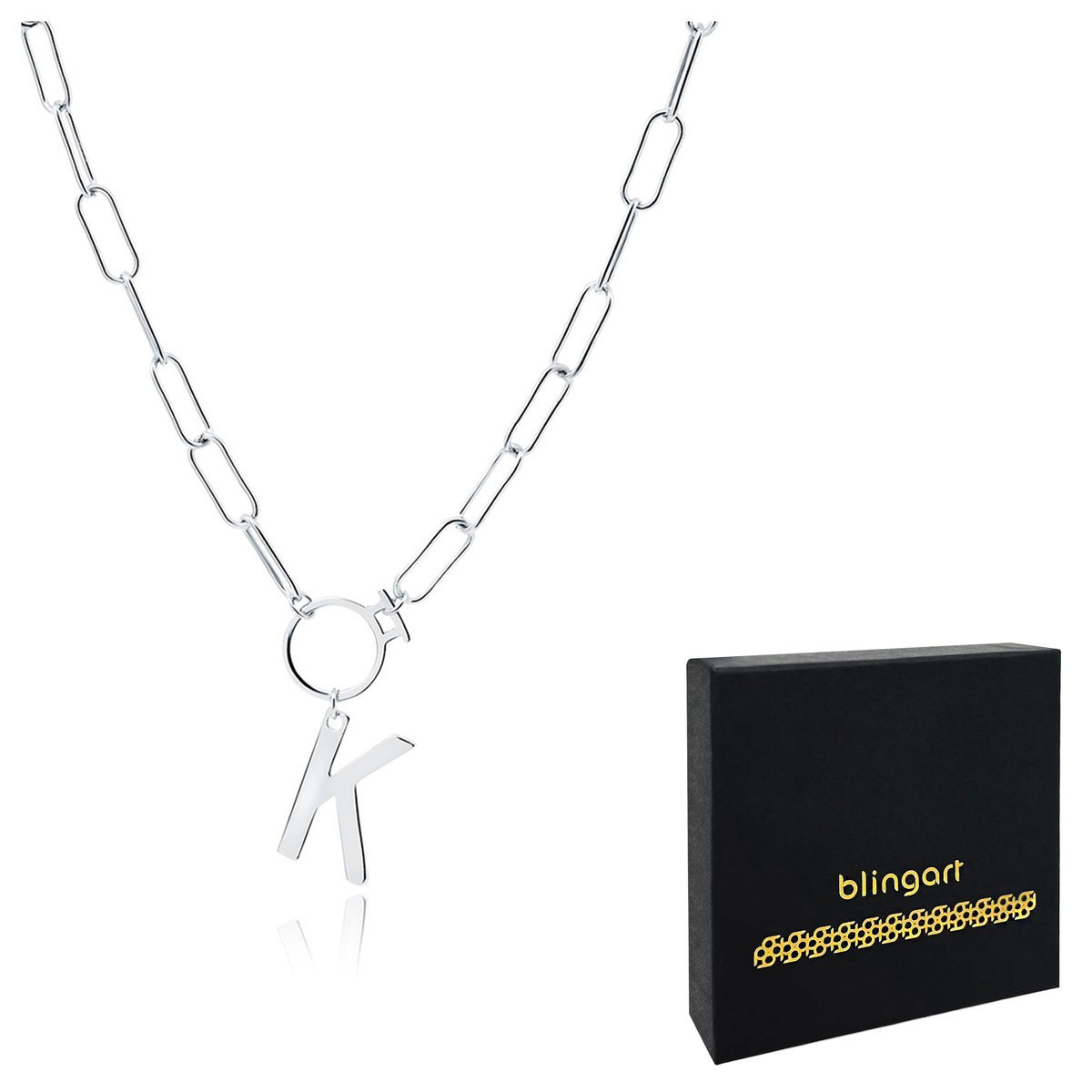 Srebrny naszyjnik literka K srebro 925