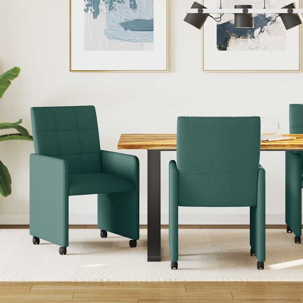 vidaXL Krzesła jadalne 2 pcs Ciemnozielony 58 x 65 x 94 cm tkanina