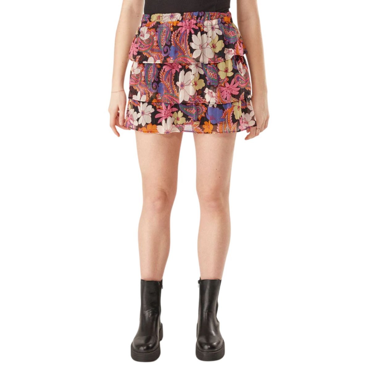 Spódnica damska Naf Naf kolorowa wzorzysta falbaniasta-S