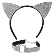 Dodatki do strojów karnawałowych - Zestaw kotki z cekinami opaska i choker - miniaturka - grafika 1