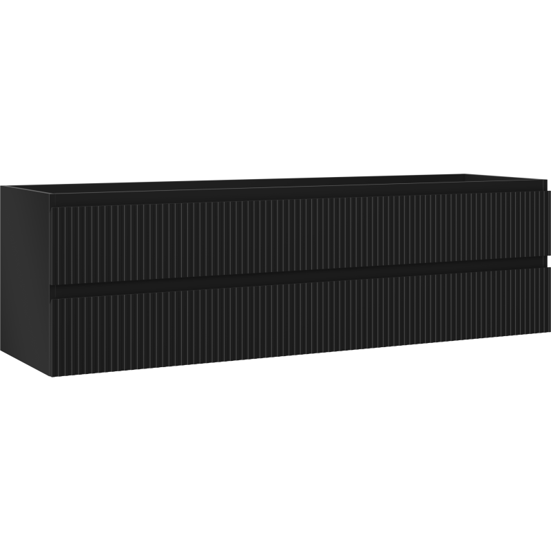Mexen Rivel szafka łazienkowa podumywalkowa 160 cm, 2 szuflady, ryflowana , czarna mat - 91A20-16047-2-BFF71