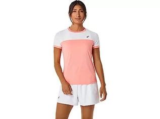 Koszulki i topy damskie - ASICS 2042A262-701 Women Court SS Top Shirt Guawa/Brilliant White M, Guawa/Brilliant White, M - grafika 1