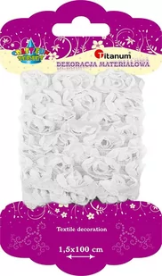 Titanum Wstążka tiulowa kwiatuszki biała - Opakowania i torebki na prezenty - miniaturka - grafika 1