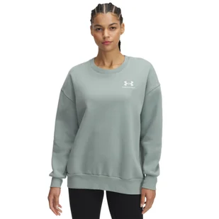 Damska bluza dresowa nierozpinana bez kaptura Under Armour UA Icon Fleece OS Crew - zielona - Bluzy damskie - miniaturka - grafika 1