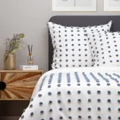 Pościel - Pościel NIVELL z mikrofibry z niebieskimi pomponami 160x200 cm - miniaturka - grafika 1