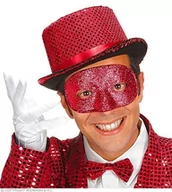 Dodatki do strojów karnawałowych - MASKA CZERWONA Z BROKATEM - miniaturka - grafika 1