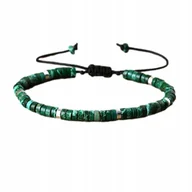 Bransoletki - Bransoletka Kamień Naturalny Zielony Jaspis Morski 2 x 4 mm Regulowany - miniaturka - grafika 1