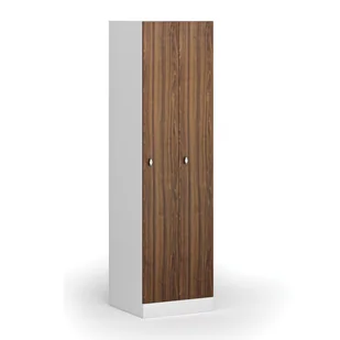 Szafka ubraniowa metalowa, 2 szafki, 1850 x 500 x 500 mm, zamek obrotowy, drzwi laminowane, orzech - Szafki biurowe - miniaturka - grafika 1
