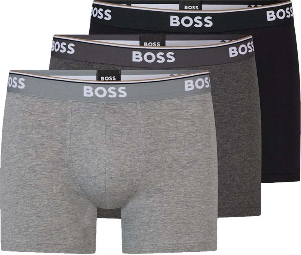 BOSS Bokserki męskie Power Trunk dłuższy krój bawełna stretch 3-pak L 1xjasnoszary/szary/czarny