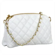 Torebki damskie - Borse in Pelle pikowana torebka wizytowa biała skóra nat. - miniaturka - grafika 1