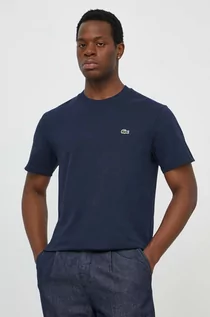 Koszulki męskie - Lacoste t-shirt bawełniany męski kolor granatowy gładki - grafika 1