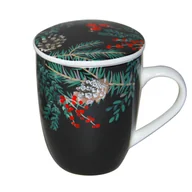Kubki - WONDERLAND KUBEK BARYŁKA NBC 300 ML Z ZAPARZACZEM I POKRYWKĄ CZARNY W OPASCE PVC 01010032093 - miniaturka - grafika 1