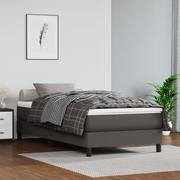 Łóżka - vidaXL Łóżko do sypialni kontynentalne z materacem, szare, ekoskóra 90x190 cm - miniaturka - grafika 1