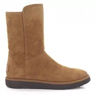 Śniegowce damskie - UGG Botki  skóra cielęca zamsz Logo brąz - miniaturka - grafika 1