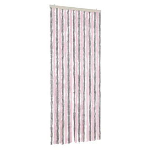 vidaXL Szenilowa zasłona na muchę srebrno-szaro-różowa 56x200 cm - Zasłony - miniaturka - grafika 1