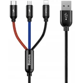 Kable USB - Baseus Kabel USB Baseus Kabel Baseus 3w1 iPhone micro USB USB-C 3.5A Three Primary (31567-uniw) - miniaturka - grafika 1