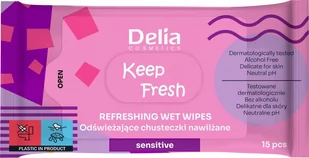 DELIA KEEP FRESH Chusteczki nawil.Senstitiv 15szt - Chusteczki do demakijażu - miniaturka - grafika 1