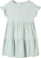 Sukienki i spódniczki dla dziewczynek - vidaXL Sukienka dziecięca z falbankowymi rękawkami, miętowa, 116 - miniaturka - grafika 1