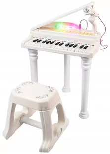 Aig, pianino dla dzieci nauka gry + mikrofon Led, biały - Instrumenty muzyczne dla dzieci - miniaturka - grafika 1