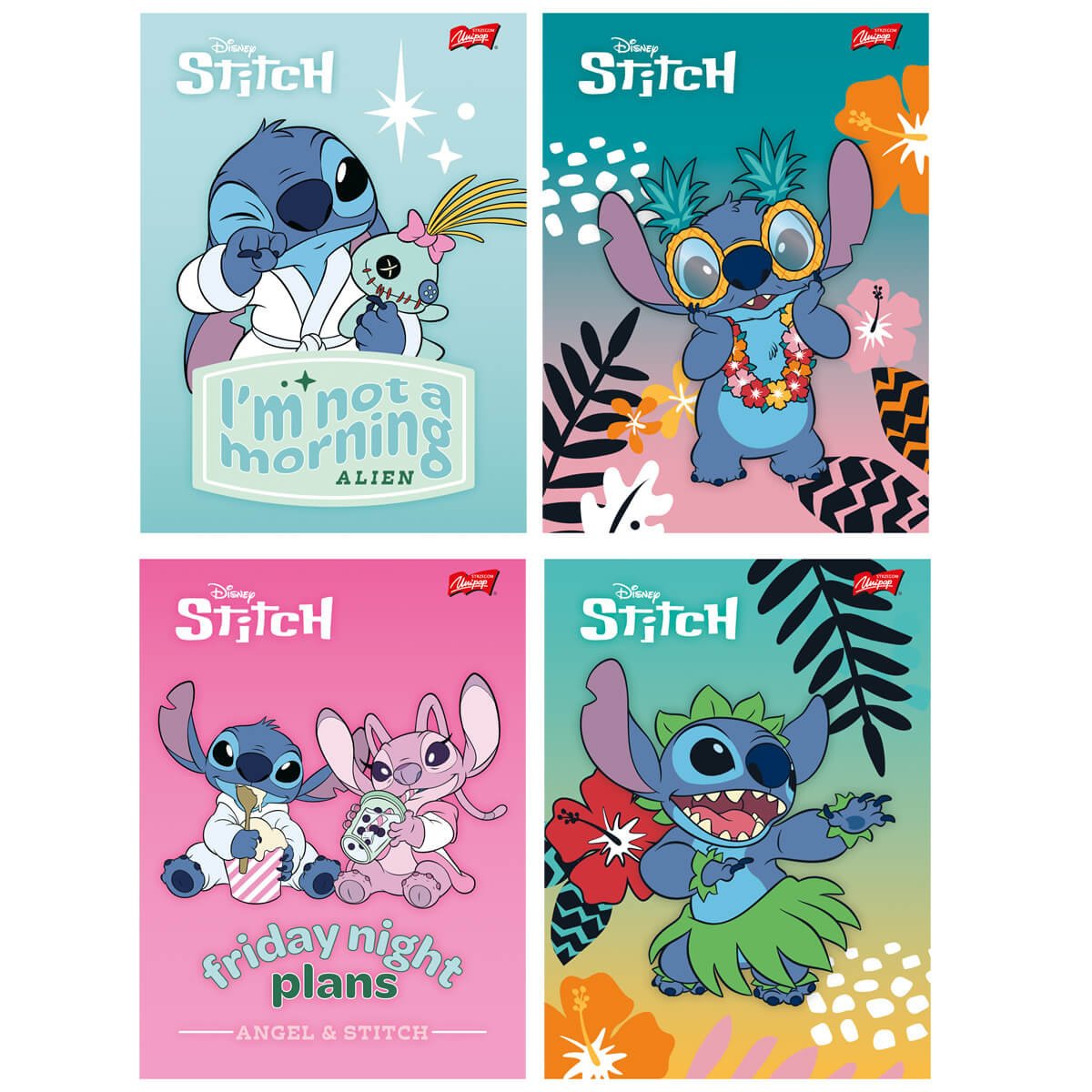 4 SZT. X ZESZYT A5, 32 KARTKI, KRATKA, STITCH, UNIPAP KAŻDY INNY