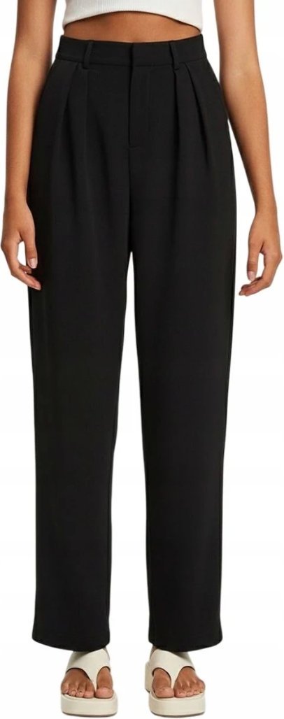 SPODNIE materiałowe eleganckie wysoki stan CALLI POLLY Rozmiar 44 CZARNE