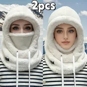 Czapki narciarskie - TEMU 2 szt. Damska Zimowa Czapka Termiczna z Pluszu - Elastyczny Sznurek, Lekka i Ciepła do Jazdy na Rowerze, Narciarstwa i Sportów na Świeżym - miniaturka - grafika 1