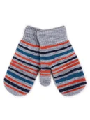 Rękawiczki dla dzieci - Rękawiczki Chłopięce Jednopalczaste Dwuwarstwowe W Paski 12 Cm - miniaturka - grafika 1