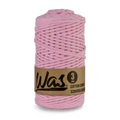 Półfabrykaty do biżuterii - WAS/Sznurek bawełniany z poliestrowym rdzeniem, pleciony, 3mm, 100m, różowy - miniaturka - grafika 1