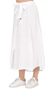 Bonateks Women Skirt 100% Len Made in Italy, długa spódnica z guzikami z paskiem na szalik, biała, rozmiar: XL, biały, XL - Apaszki i szaliki damskie - miniaturka - grafika 1