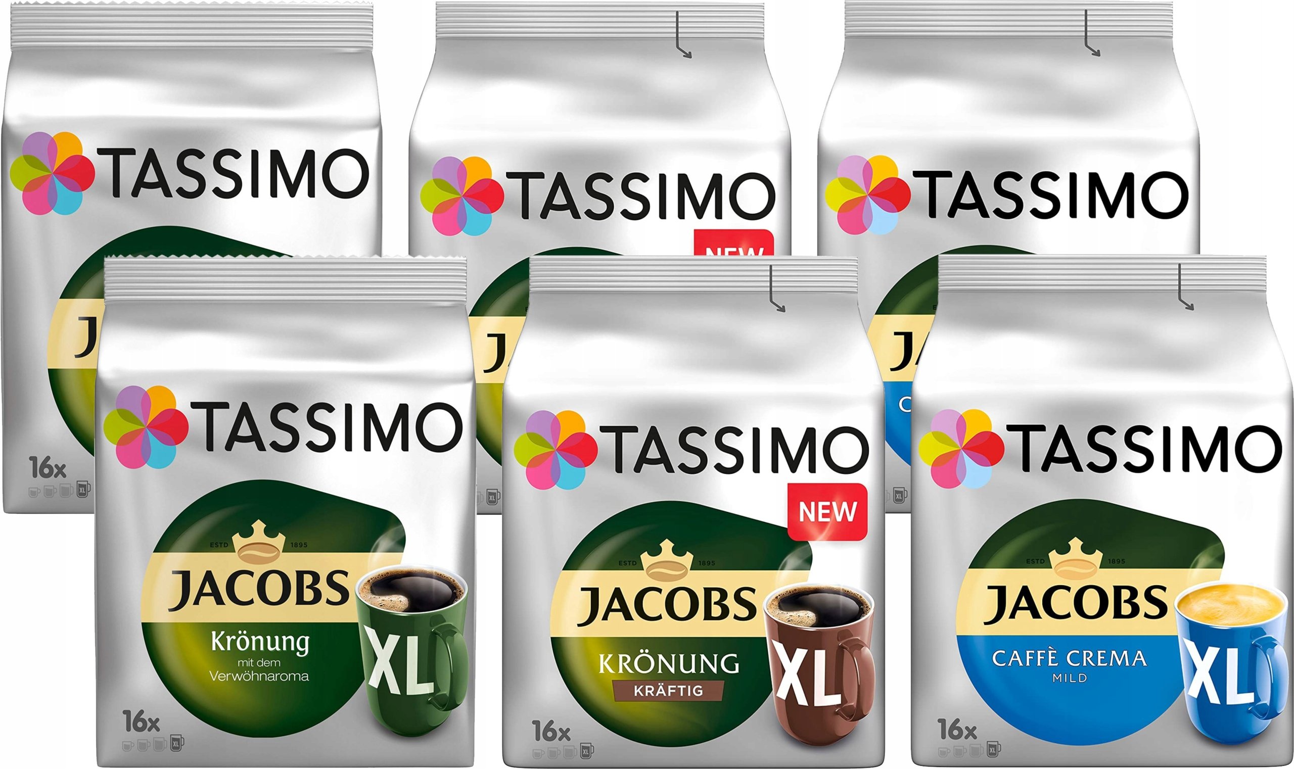 Kapsułki kawa Tassimo Kronung XL i Kronung Kraftig XL Zestaw 4x16 sztuk