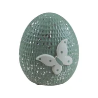 Wielkanoc - Figurka ceramiczna jajko 9,5 cm biało-zielona mix wzorów - miniaturka - grafika 1