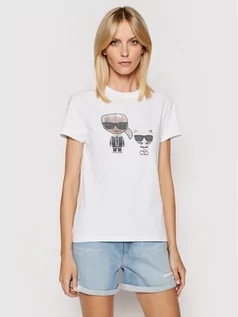 Koszulki i topy damskie - Karl Lagerfeld LAGERFELD T-Shirt Ikonik Rhinestone 210W1725 Biały Regular Fit - grafika 1