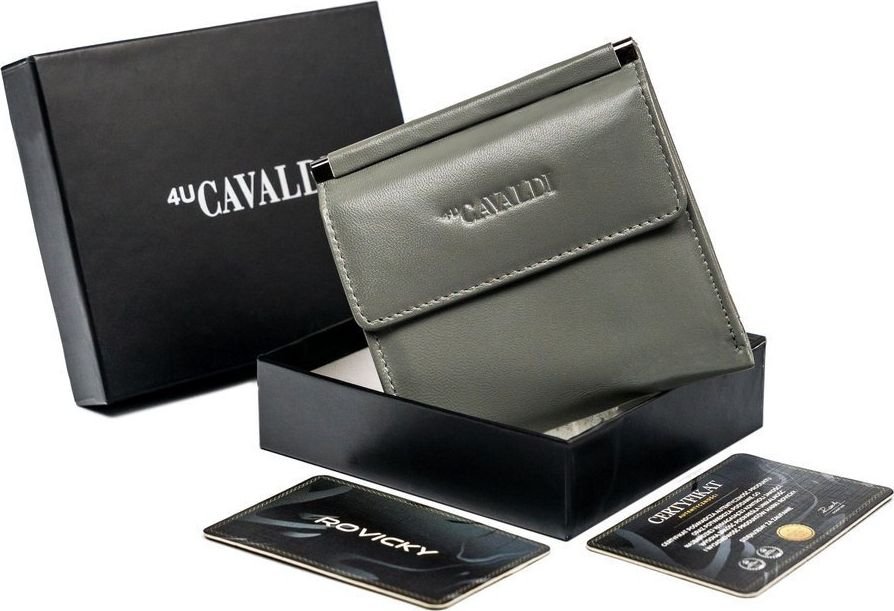 4U Cavaldi Kwadratowy portfel damski ze skóry naturalnej, z ochroną RFID Cavaldi Nie dotyczy