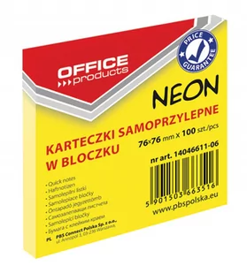 Office products Karteczki samop. 76x76 neon żółty - Zakładki indeksujące - miniaturka - grafika 1