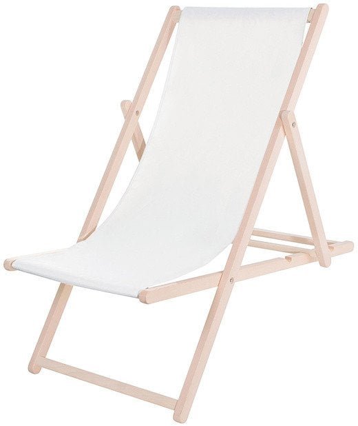 Leżak ogrodowy, drewniany z 3-stopniową regulacją, plażowy, balkonowy, biały UNIWERSALNY