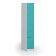 Szafki biurowe - Szafka ubraniowa ze schowkami, 4 schowki, 1850 x 300 x 500 mm, zamek cylindryczny, drzwi zielone - miniaturka - grafika 1