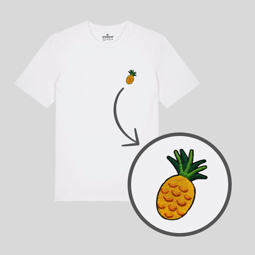 Haftowana koszulka - ANANAS - biały S