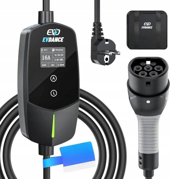 Kabel Ładowania Typ 2 Schuko 3.6kW 16A 6m do Aut Hybryd PHEV i EV LCD