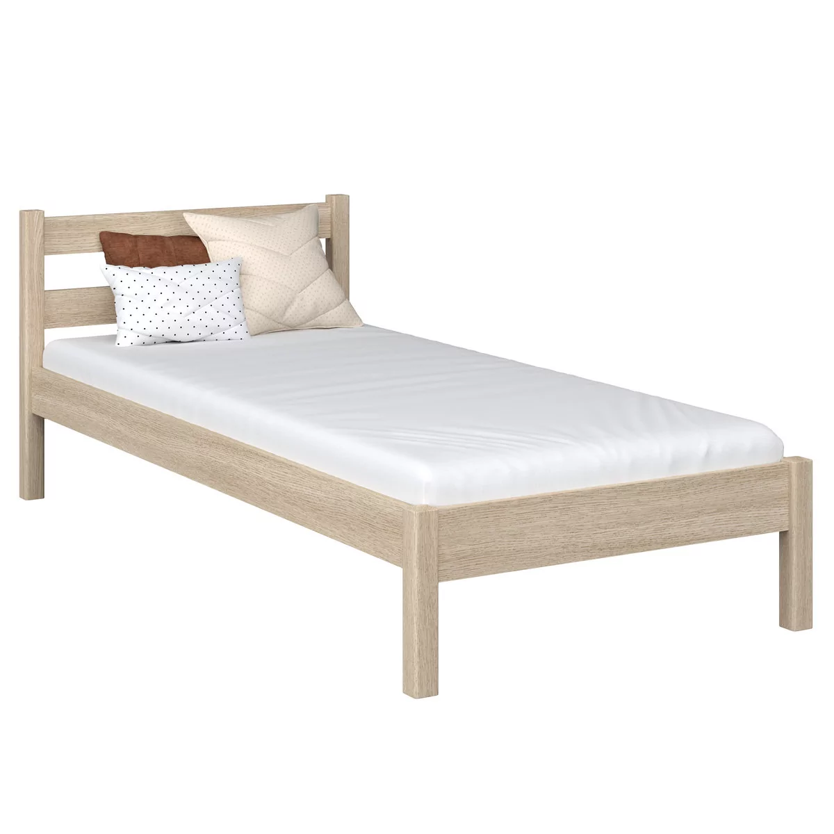 Drewniane łóżko pojedyncze N01 dąb bielony 100x200