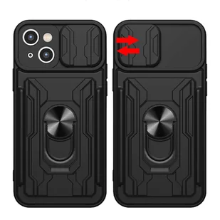 Etui pancerne Alogy Camshield Stand Ring Wallet z osłonką na aparat i miejscem na karty do Apple iPhone 14 czarne - Etui i futerały do telefonów - miniaturka - grafika 10